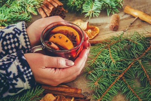 Mulled wine. Selective focus. Food and drink. christmas.