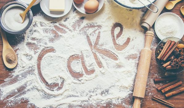 Pastry, cakes, cook their own hands. Selective focus. Food.