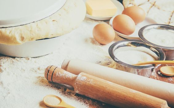 Pastry, cakes, cook their own hands. Selective focus. Food.