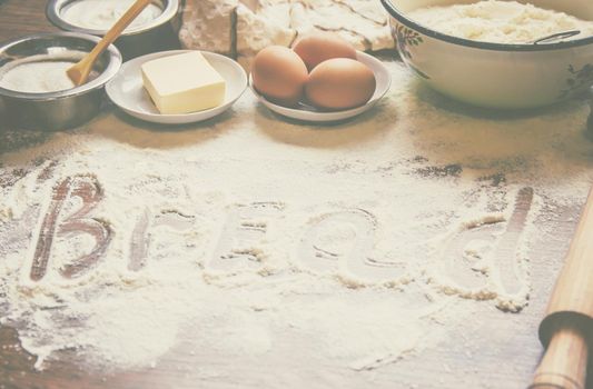 Pastry, cakes, cook their own hands. Selective focus. Food.