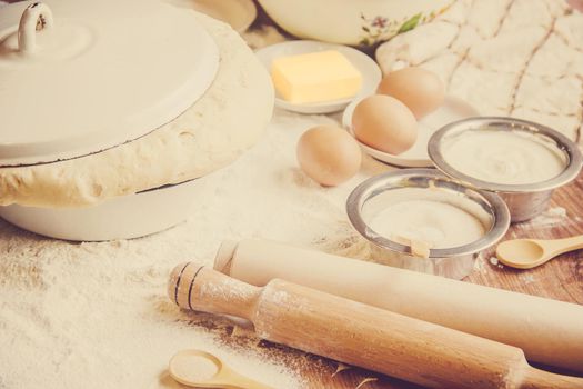 Pastry, cakes, cook their own hands. Selective focus. Food.