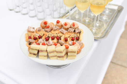 Small appetizers at the wedding