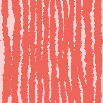 Hand drawn seamless pattern with stripes lines geometric abstract shapes in red orange yellow colors. Mid century modern background for fabric print wallpaper wrapping paper. Contemporary trendy fluid design