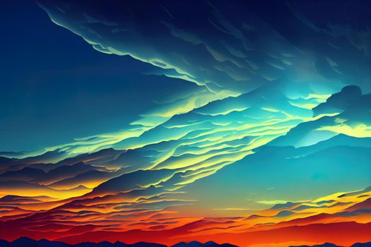 Sunset sky background,Landscape blue sky with clouds nature concept for cover banner background.. High quality illustration