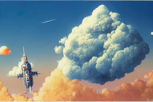 white cloud with blue sky background. High quality illustration