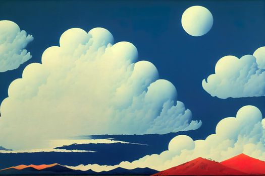 blue sky background with white clouds. High quality illustration
