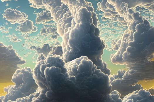 White clouds in blue sky. High quality illustration