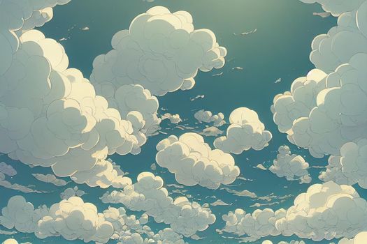 Light blue spring sky with clouds, may be used as background. High quality illustration