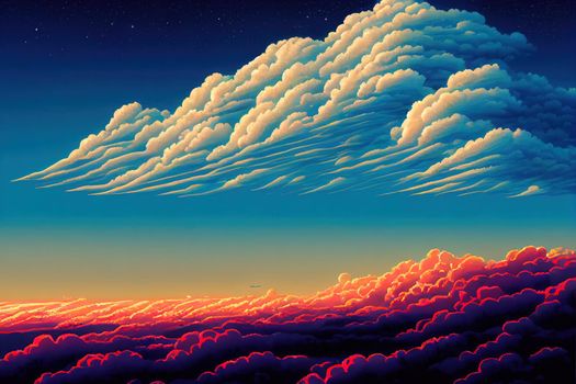 Beautiful sky with clouds for background.. High quality illustration