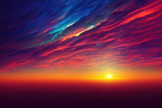 Colorful cloudy sky at sunset. Gradient color. Sky texture, abstract nature background. High quality illustration