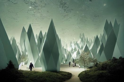 Bright fairy tale forest with copy space. High quality illustration