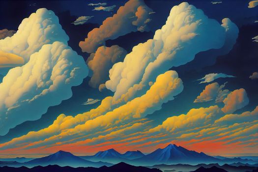 White clouds in blue sky.. High quality illustration