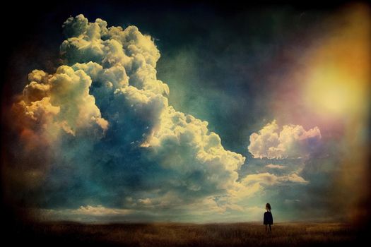 blue sky with white cloud. The summer sky is colorful clearing day and beautiful nature in the morning.. High quality illustration