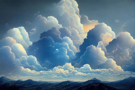 blue sky with clouds. High quality illustration