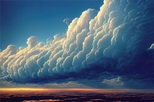 The vast blue sky and clouds sky. High quality illustration
