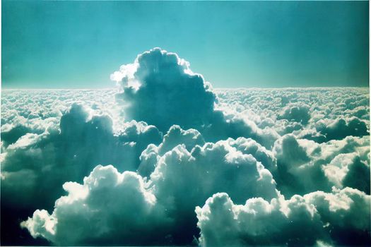 Peaceful blue sky with light clouds. High quality illustration