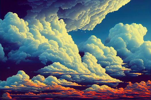 Blue sky with white clouds. High quality illustration