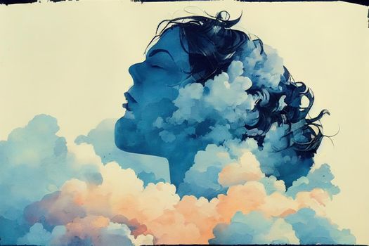 Blue sky with clouds.. High quality illustration