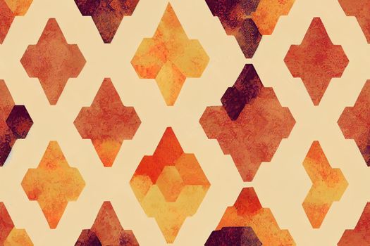 Hexagon tiles seamless pattern. Grunge texture. Ethnic and tribal motifs. Handmade. Patchwork print. illustration.. High quality illustration