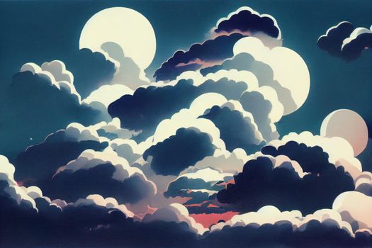 light clouds in the blue sky. High quality illustration