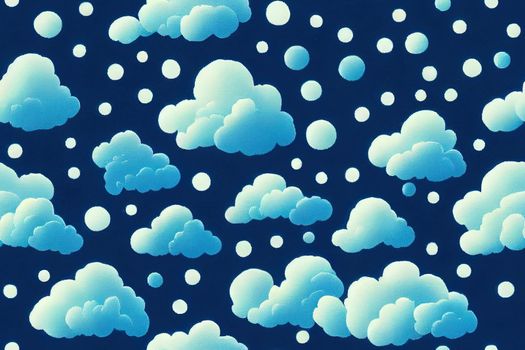 Blue sky and white fluffy tiny clouds background and pattern. High quality illustration