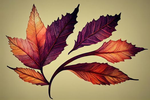 Musical note decomposing into autumn leaves. Copy space. 3D illustration.. High quality illustration