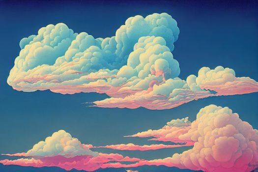 blue sky with clouds closeup. High quality illustration