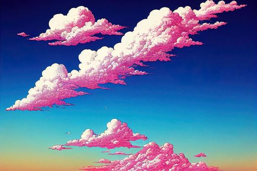 Blue sky with white cloud. The summer heaven is colorful clearing day Good weather and beautiful nature in the morning.. High quality illustration