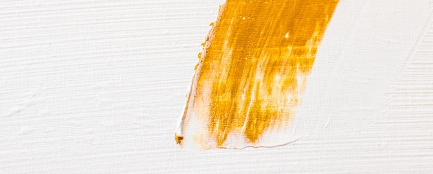 Art, branding and glamour concept - Artistic abstract texture background, golden acrylic paint brush stroke, textured ink oil splash as print backdrop for luxury holiday brand, flatlay banner design