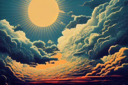 Sky clouds,sky with clouds and sun. High quality illustration