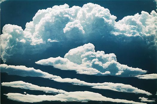 white fluffy clouds in the blue sky. High quality illustration