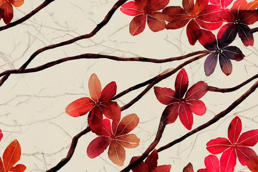Watercolor seamless pattern of spring branches 1. High quality illustration