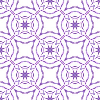 Watercolor medallion seamless border. Purple fetching boho chic summer design. Textile ready noteworthy print, swimwear fabric, wallpaper, wrapping. Medallion seamless pattern.