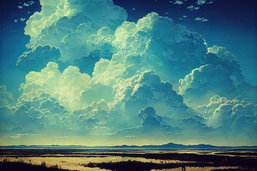 blue sky with clouds. High quality illustration
