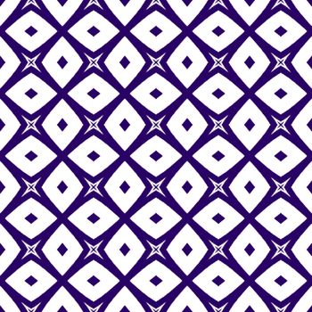Ikat repeating swimwear design. Purple symmetrical kaleidoscope background. Textile ready amazing print, swimwear fabric, wallpaper, wrapping. Summer ikat sweamwear pattern.