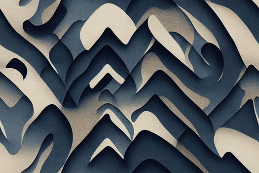 Abstract brushed strokes motif on washed indigo textured background. Seamless pattern.. High quality illustration