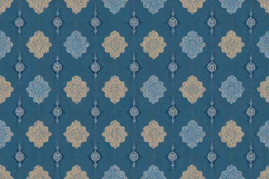 Blue ornamental seamless pattern. Illustration abstract background. High quality illustration. High quality illustration