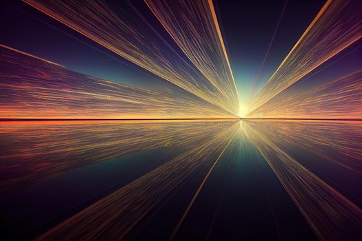 Abstract Night Blur City and Light With Reflection Floor. Concept Background. 3d illustration. High quality illustration