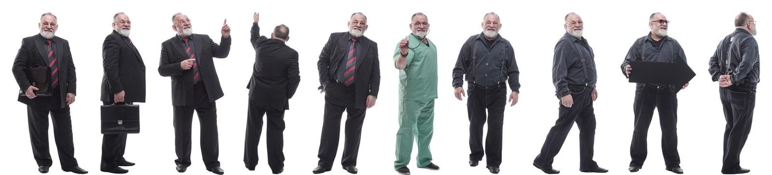 set of images of a man in full growth. displays many concepts