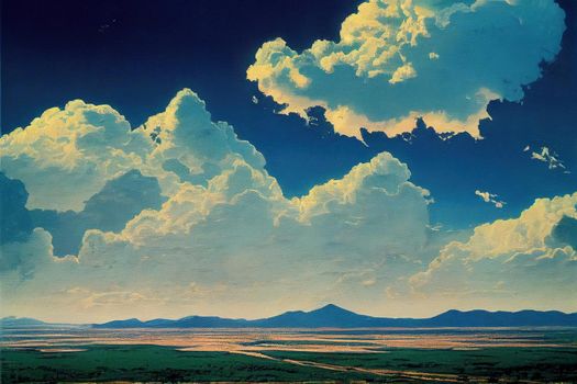 beautiful blue sky with white clouds. High quality illustration