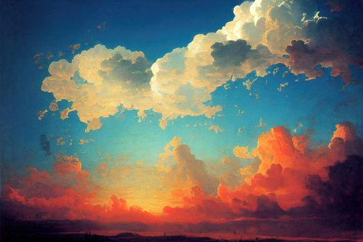 blue sky with clouds closeup. High quality illustration