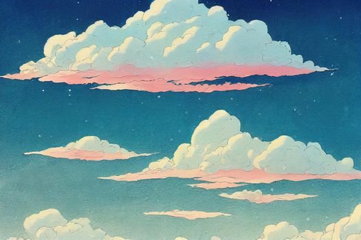 White clouds in blue sky.Winter cold clouds blue heaven background.. High quality illustration