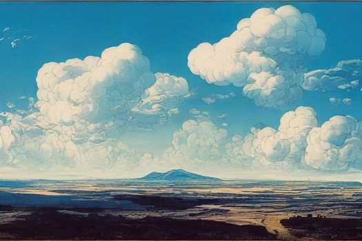The vast blue sky and clouds sky. High quality illustration