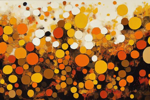 Abstract background autumn painting. Orange brown yellow beige mixed colors of oil paint. A fragment of an artwork in different shades of autumn shades. Modern handmade design with a brush on canvas. High quality illustration
