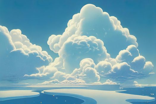 International Day for the Preservation of the Ozone Layer concept Beauty white cloud and clear blue sky in sunny day texture background. High quality illustration