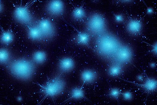 Blue Particles on Black Background. Glitter Particles with Stars. Bokeh Shiny Particles Loop Animation.. High quality illustration