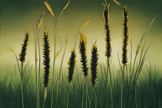 Cat tails in a field. High quality illustration