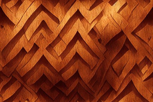 Carved pattern on wood background seamless texture, 3d illustration. High quality illustration