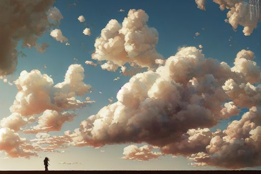 blue sky with beautiful natural white clouds. High quality illustration