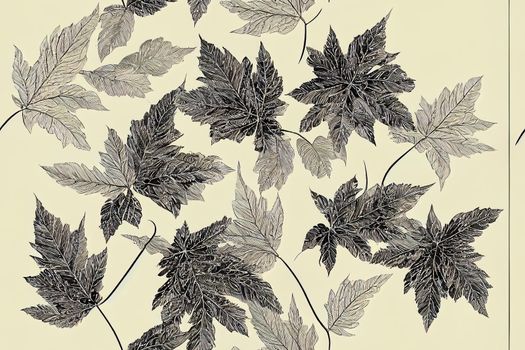 Scheffler. Leaves. Vegetation. Flowers. Seamless pattern. Hand drawing. Sketch.. High quality illustration